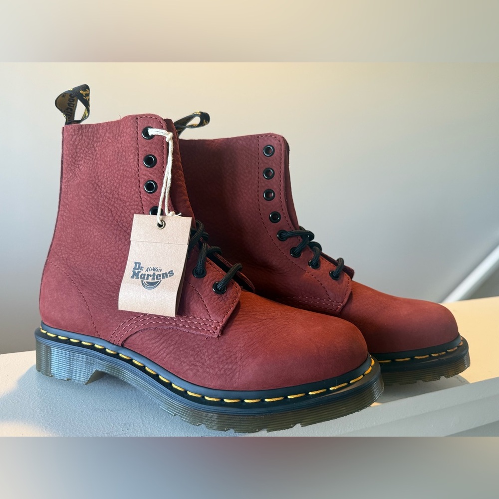 Dr. Martens 1460 Pascal Nubuck Leather Lace Up Boots - Oxblood - Women’s Size 8
